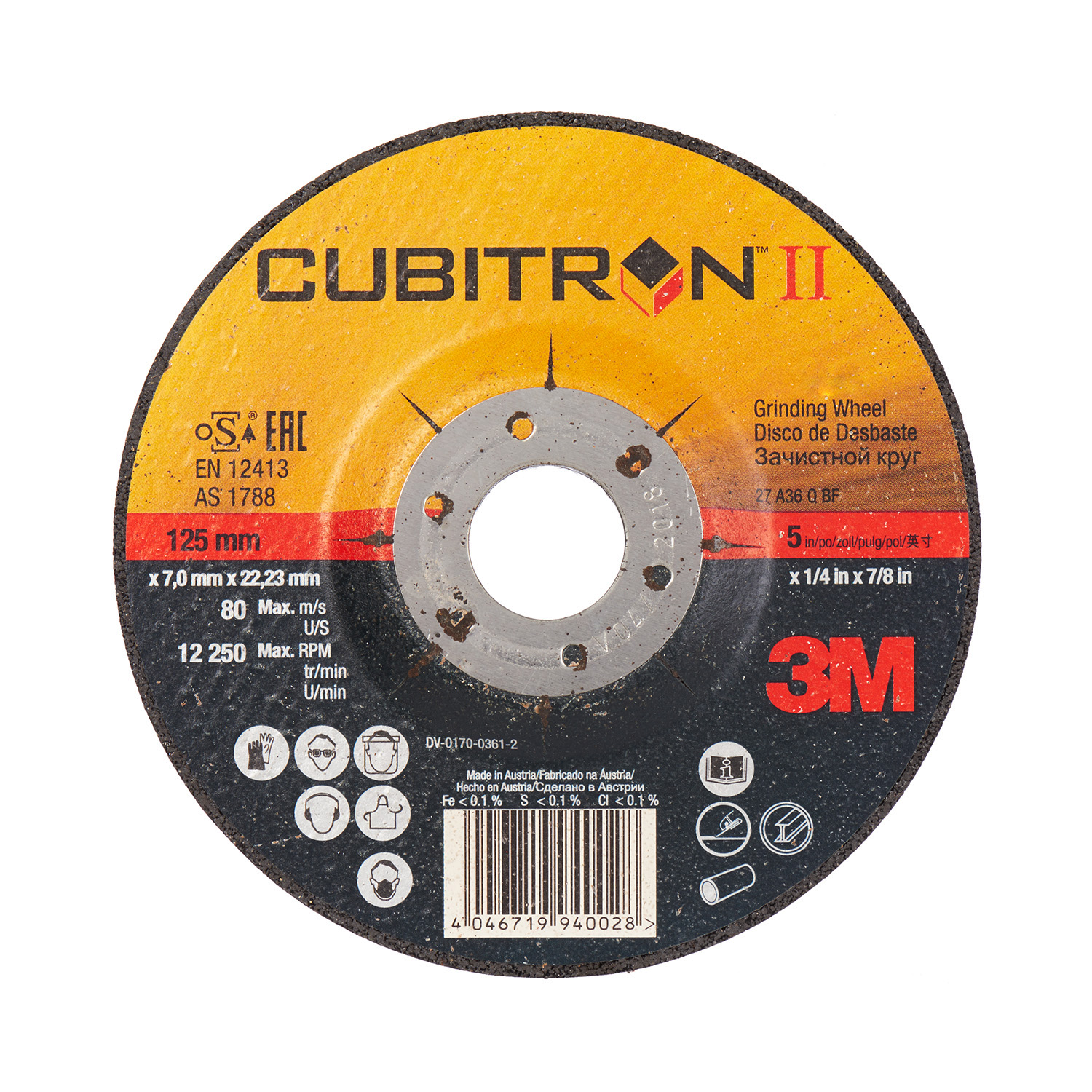 

3M™ Cubitron™ II Skrubskive, T27, 150 mm x 7 mm x 22.2 mm